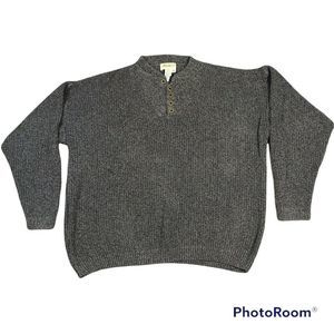 Vintage Eddie Bauer Men Crew Neck Button Heavy Knit Sweater Size XL Made In USA